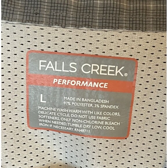 Falls Creek Mens Performance Short Sleeve Button Down Shirt Sz Large Grey Plaid - Picture 3 of 7
